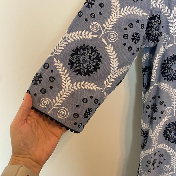 RUNGOLEE Francois Floral Embroidered Chambray Lightweight Jacket \\ L - Picture 5 of 11